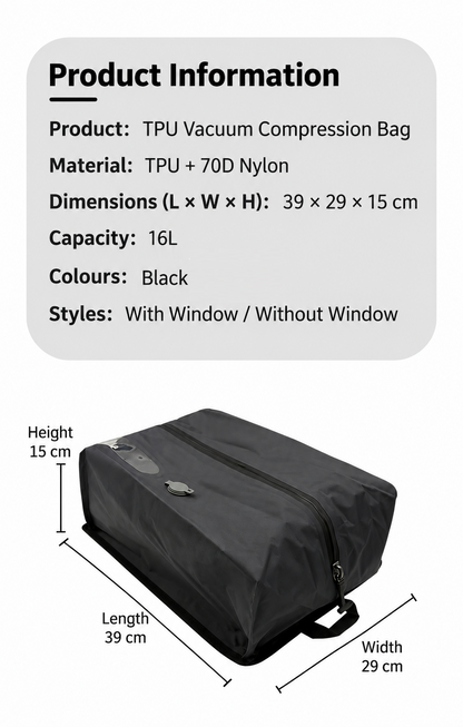 16L Waterproof Vacuum Compression Storage Bag – Travel & Camping Organiser BQF117015