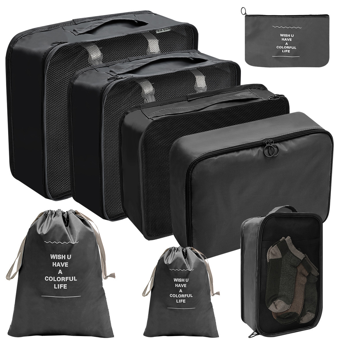 8-Piece Folding Travel Organizer Storage Bags - Suitcase Packing Set ZH16008