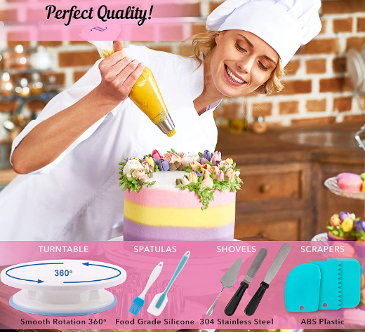 Cake Decorating Kit Cake Turntable Bakeware Set Pastry Tube Fondant 137pcs
