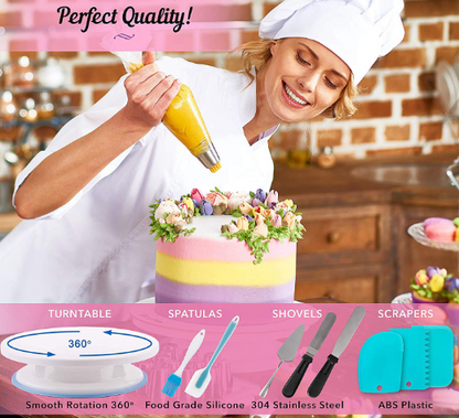 Cake Decorating Kit Cake Turntable Bakeware Set Pastry Tube Fondant 137pcs