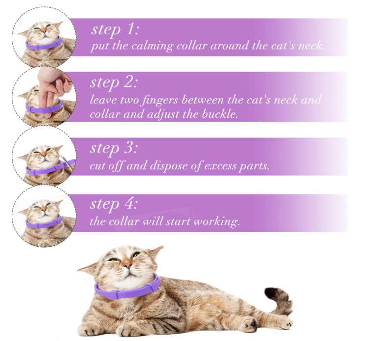 Cat Adjustable Calming Collar, Reduce Anxiety for Pets