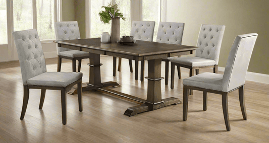 Cambria Dining Suite 6 Seater - Rustic Brown at online8 furniture store Auckland