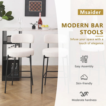 Bar Stool Boucle Fabric Counter Bar Stools