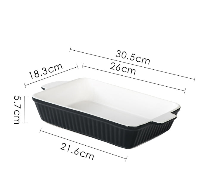 Set of 3 Black Porcelain Baking Dishes Rectangular Bakeware Set