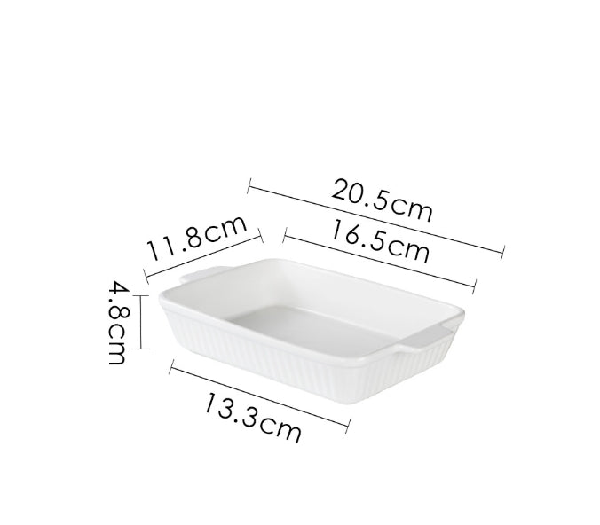 Set of 3 White Porcelain Baking Dishes Rectangular Bakeware Set