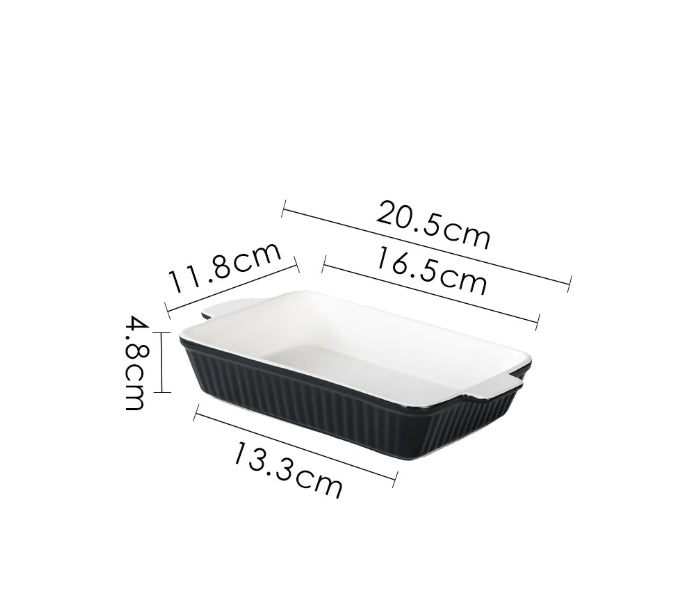 Set of 3 Black Porcelain Baking Dishes Rectangular Bakeware Set