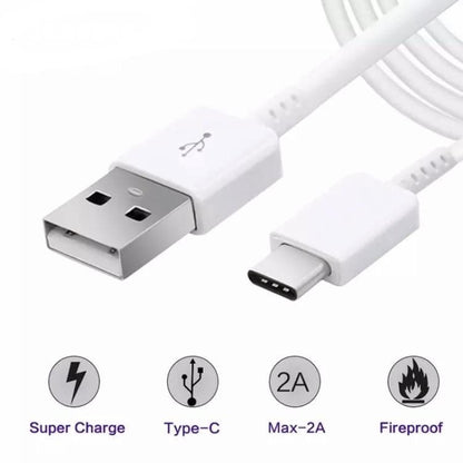 Charger Cable For Samsung Devices - USB to Type C (2m) (White)