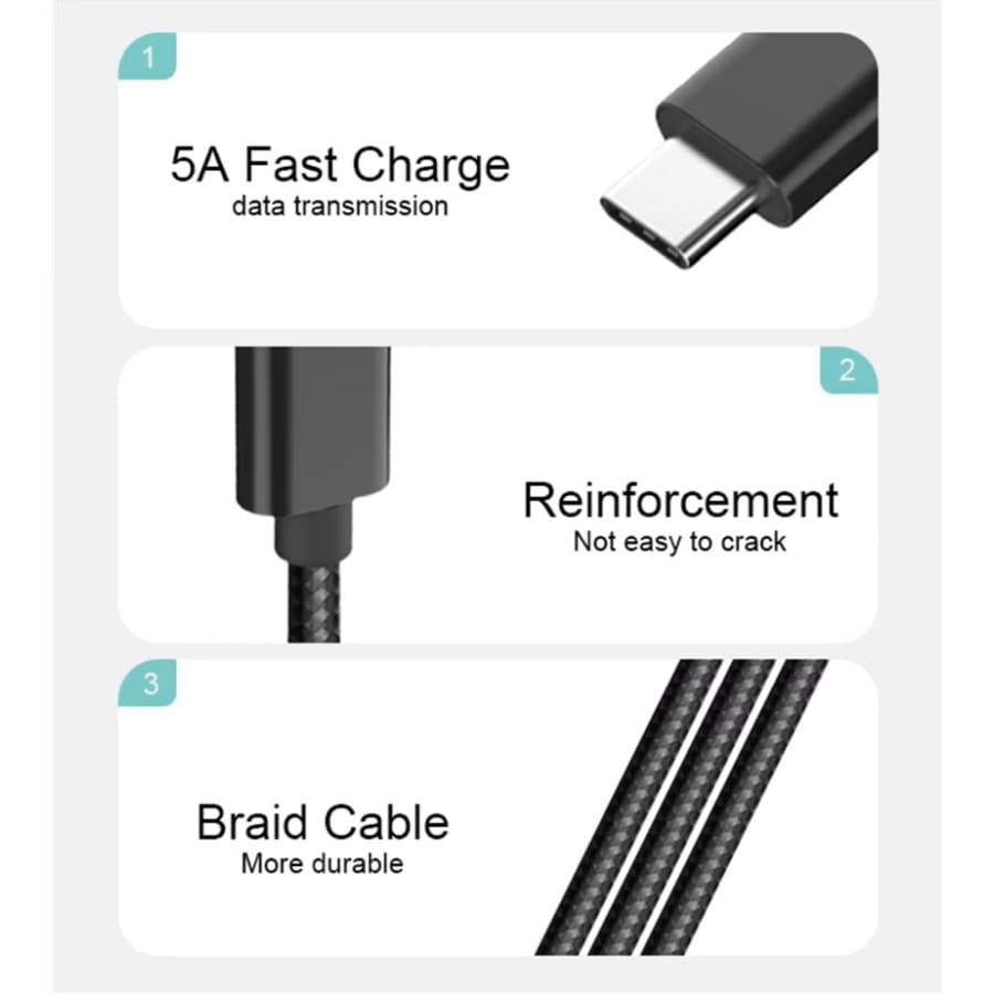 Charger Cable For Samsung Devices - Type C to Type C (1m) (Black)