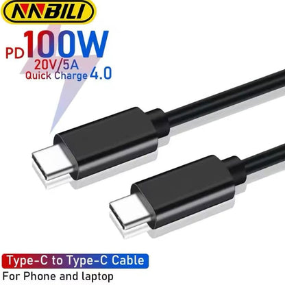 Type C to Type C (2m) Charger Cable For Samsung Devices (Black)