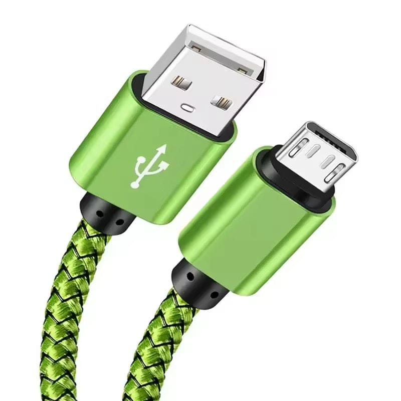 Charger Cable for Samsung Phones & Tablets (Green), Type B (Micro USB) - 2m