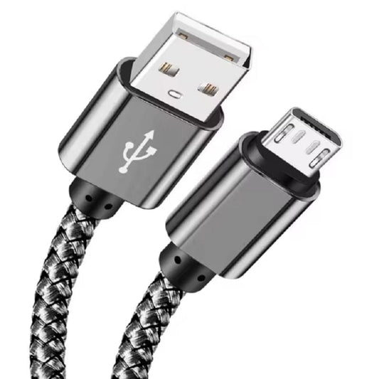 Charger Cable for Samsung Phones & Tablets (Silver), Type B (Micro USB) - 2m