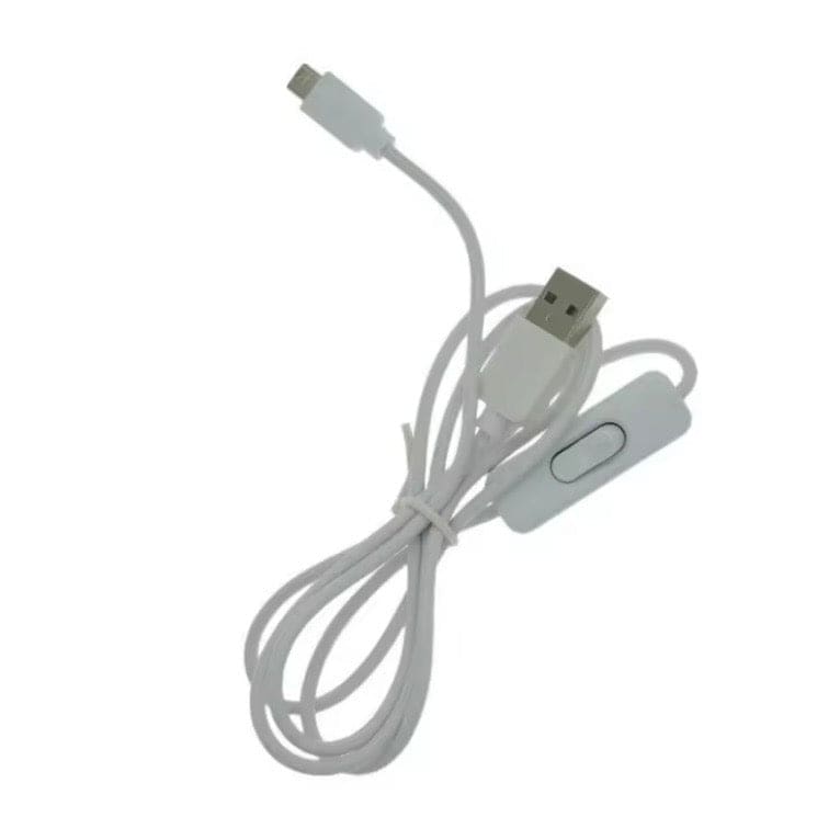 Charger Cable With Switch (USB to Micro USB) - 1m (White)