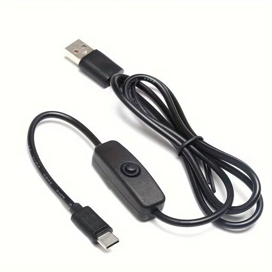 Charger Cable With Switch (USB to Type C) - 1m (Black)