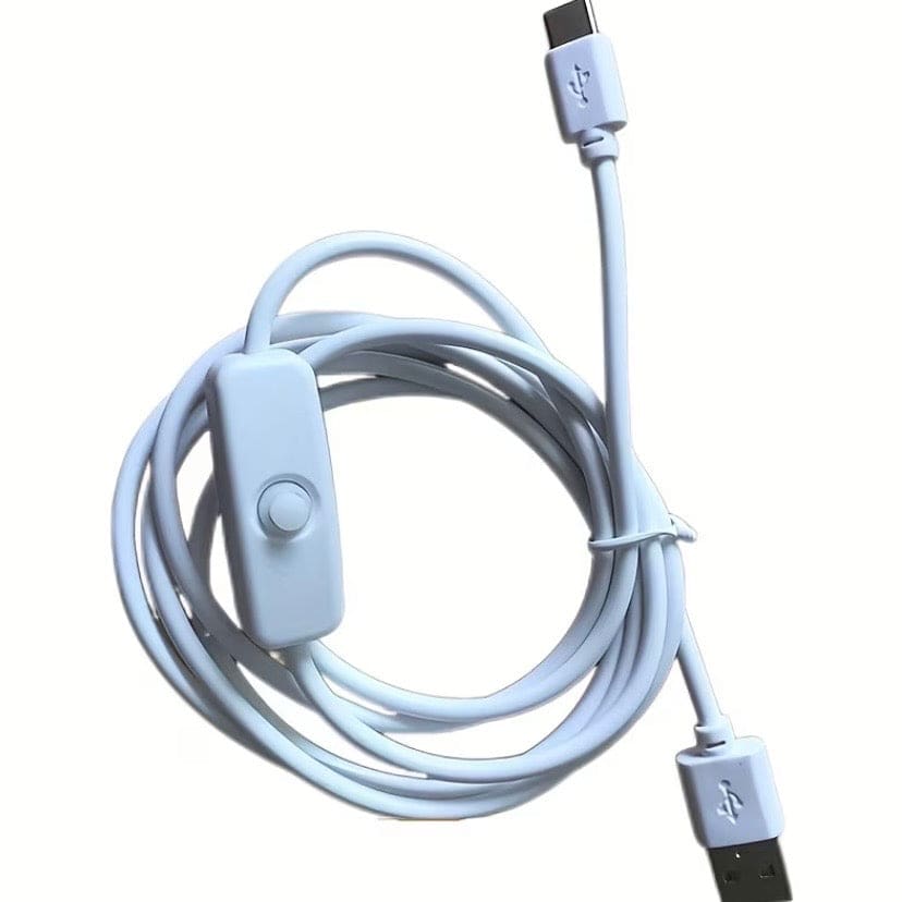 Charger Cable With Switch (USB to Type C) - 1m (White)