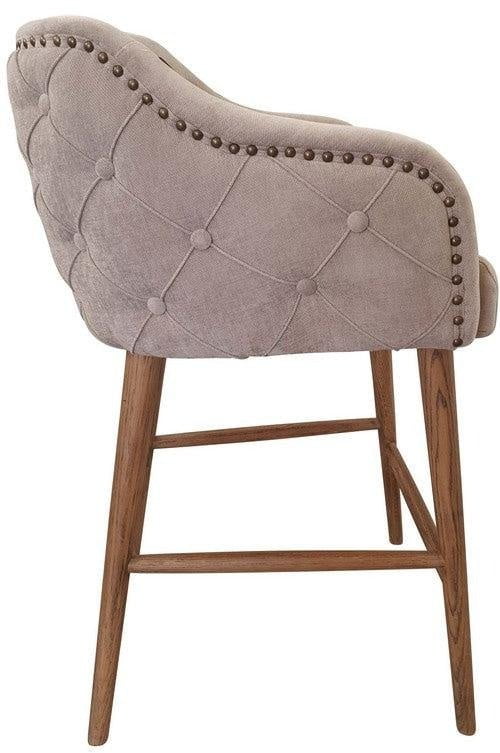 Charleston Buttoned Back Barstool - Oak Legs at online8 furniture store Auckland