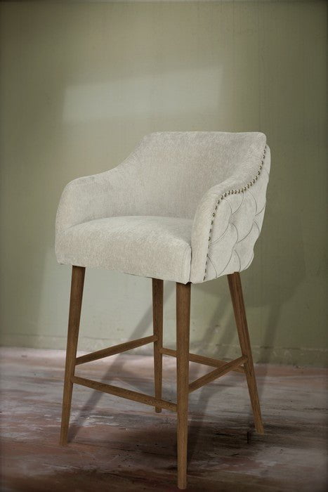 Charleston Buttoned Back Barstool - Oak Legs at online8 furniture store Auckland