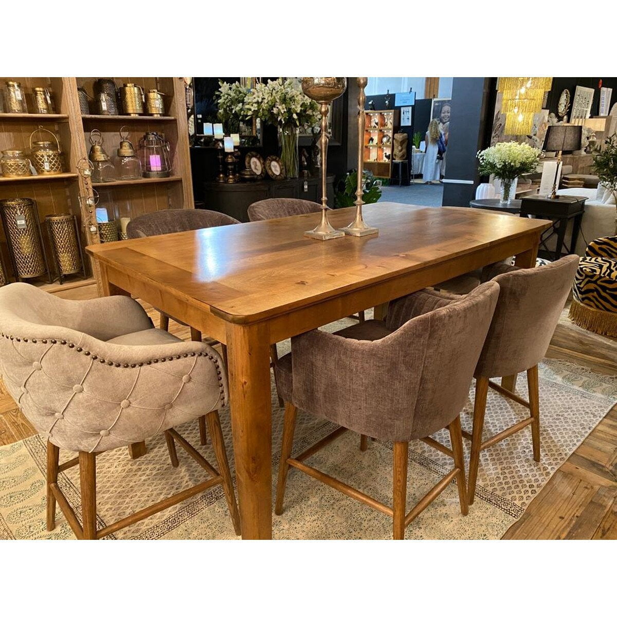 Charleston Buttoned Back Barstool - Oak Legs at online8 furniture store Auckland