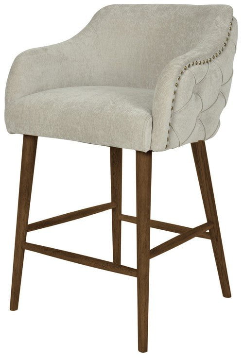 Charleston Buttoned Back Barstool - Oak Legs at online8 furniture store Auckland