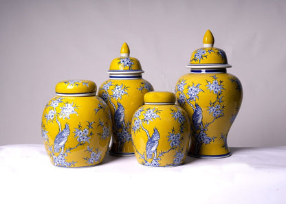 Chelsea Bird & Flower Ceramic Jar - Large at online8 furniture store Auckland