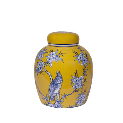 Chelsea Bird & Flower Ceramic Jar - Small at online8 furniture store Auckland