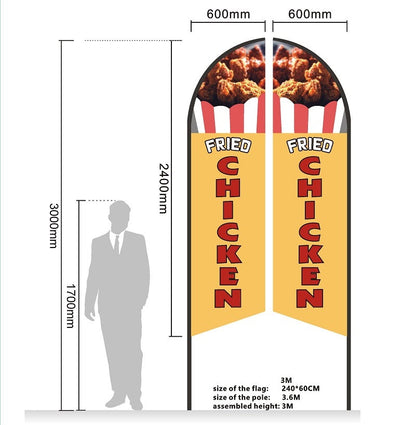 REALFRUIT ICECREAM Pre-print Double Sided Feather Flag Business Commersial