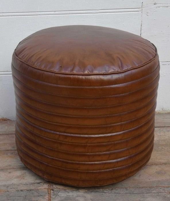 Circle Leather Ottoman | Pouf at online8 furniture store Auckland