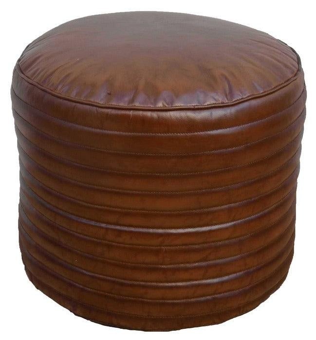 Circle Leather Ottoman | Pouf at online8 furniture store Auckland