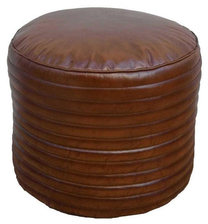 Circle Leather Ottoman | Pouf at online8 furniture store Auckland