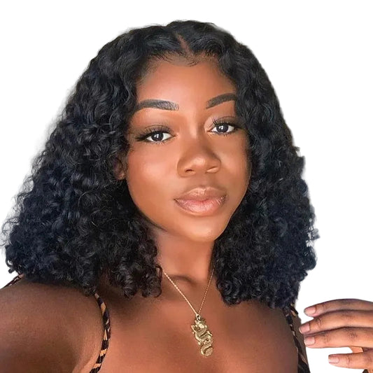 Woman with styled hair, showing wig details like density and length.