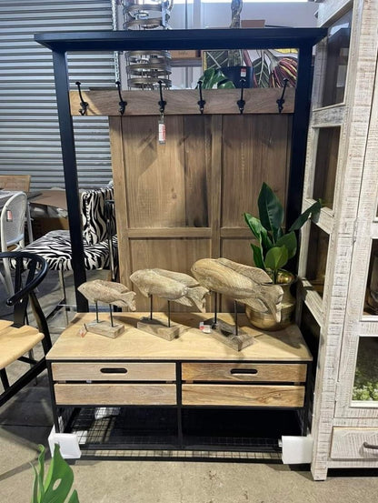 Online8 Coat Stand with Coat Hooks and Shoe Rack Coat & Hat Racks