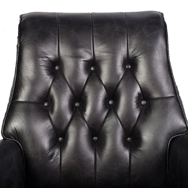 Columbus Black Leather Chesterfield Desk Chair at online8 furniture store Auckland