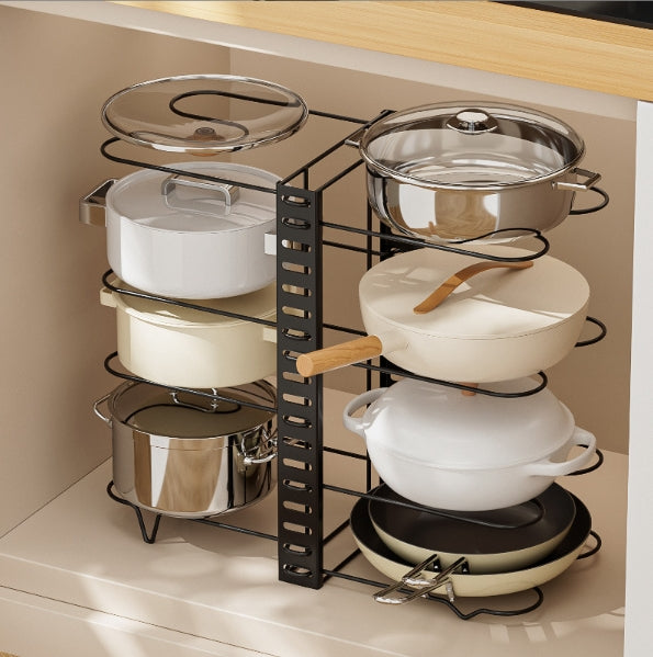 8-Tier Pot And Pan Organizer For Cabinet Adjustable Rack Organizer