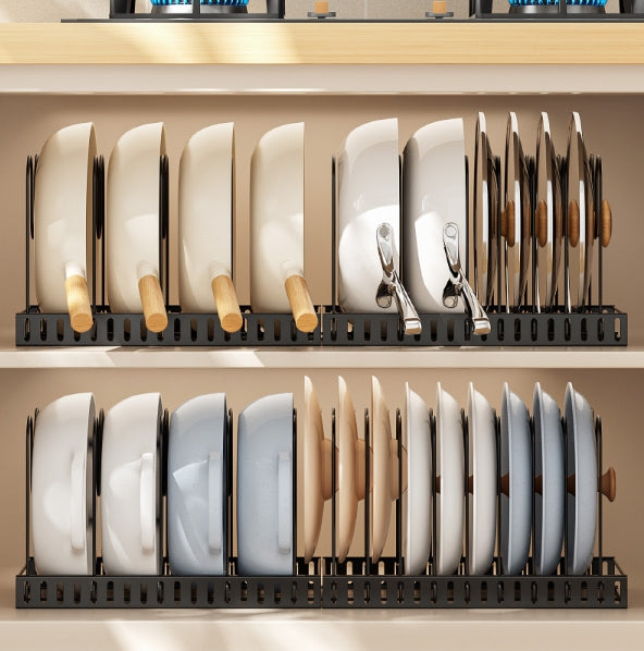 8-Tier Pot And Pan Organizer For Cabinet Adjustable Rack Organizer