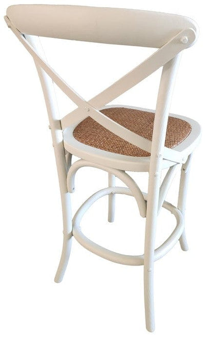 Cross Back Barstool - Antique White at online8 furniture store Auckland