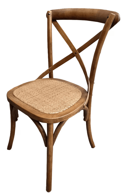 Cross Back Dining Chair - Antique Oak at online8 furniture store Auckland