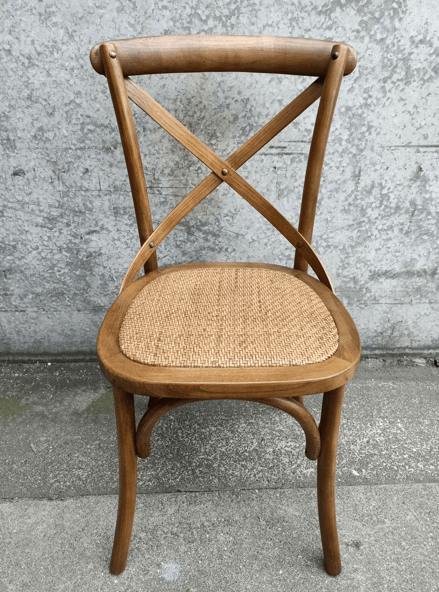 Cross Back Dining Chair - Antique Oak at online8 furniture store Auckland