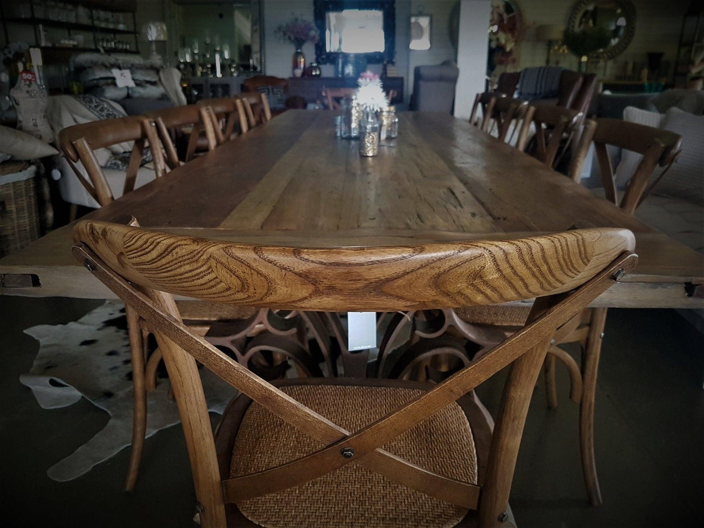 Cross Back Dining Chair - Antique Oak at online8 furniture store Auckland