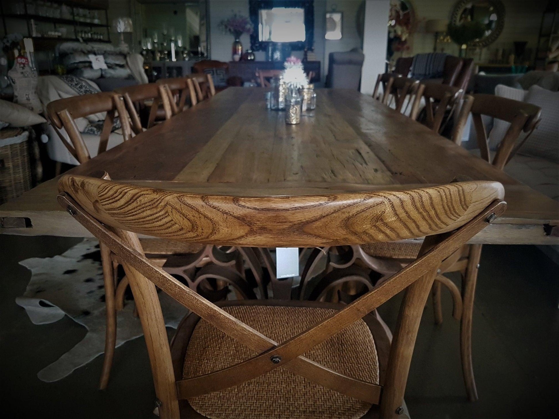 Cross Back Dining Chair - Antique Oak at online8 furniture store Auckland