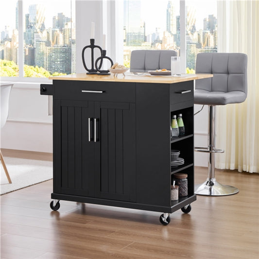 Kitchen Island on Wheels with Drawers & Cabinet
