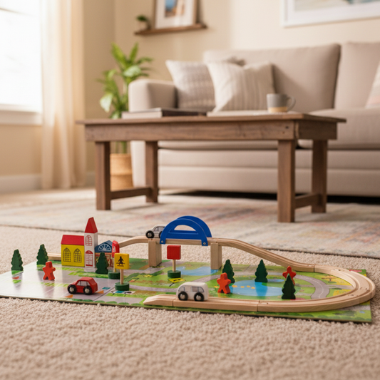 40pc Wooden Rail Overpass Set