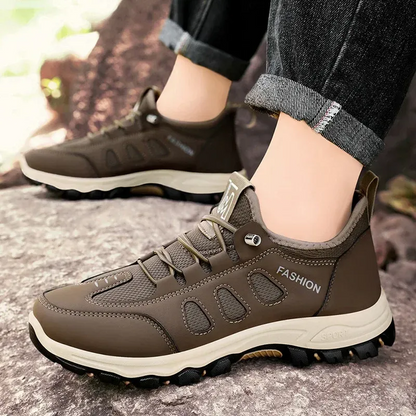 Men Soft Hiking Shoes Summer Breathable Mesh Sneakers Light Black Hike Footwear