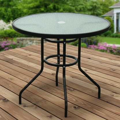 80CM Quality Tempered Glass Round Garden Table