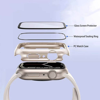 All-Round Clear Case with Glass Screen Protector Compatible with Apple Watch 46mm