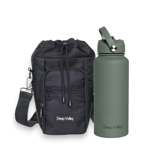 Bundle: Pea Green 1L Insulated Bottle + DayTrip Mini Bag