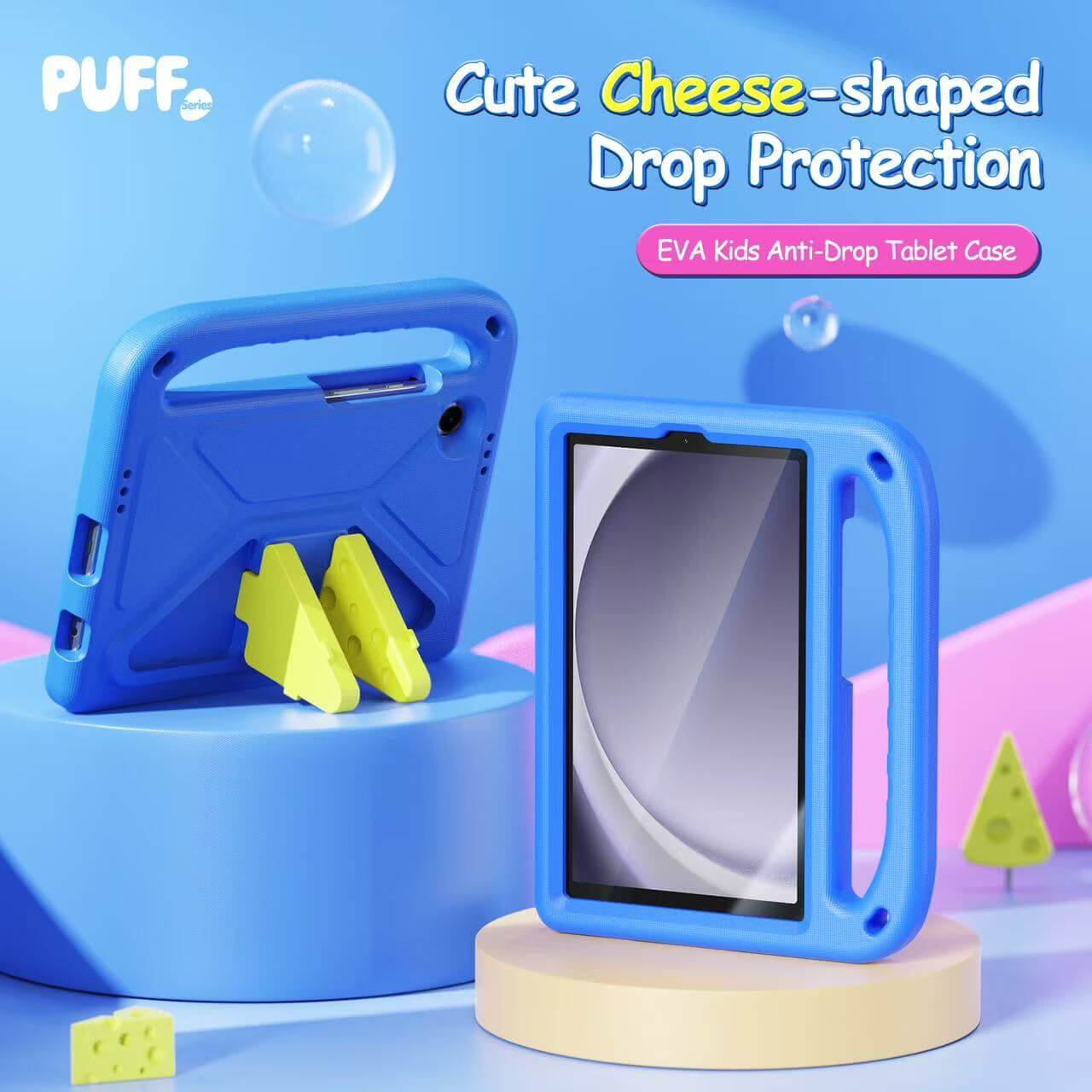 Compatible with iPad 11th 11 2025 Puff Series Foldable Cheese Stand EVA Case with Handle
