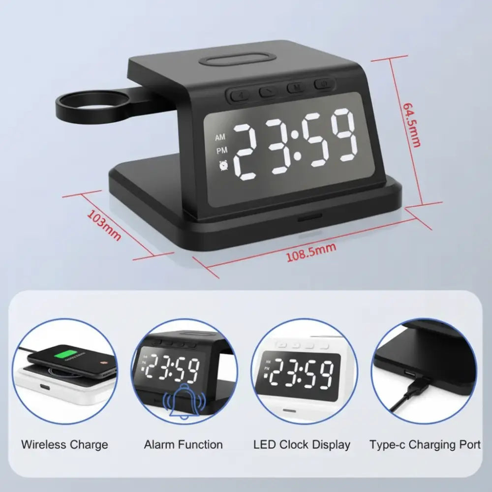 Digital Alarm Clock Wireless Charger – 3W/5W/7.5W/10W Multifunction Charger