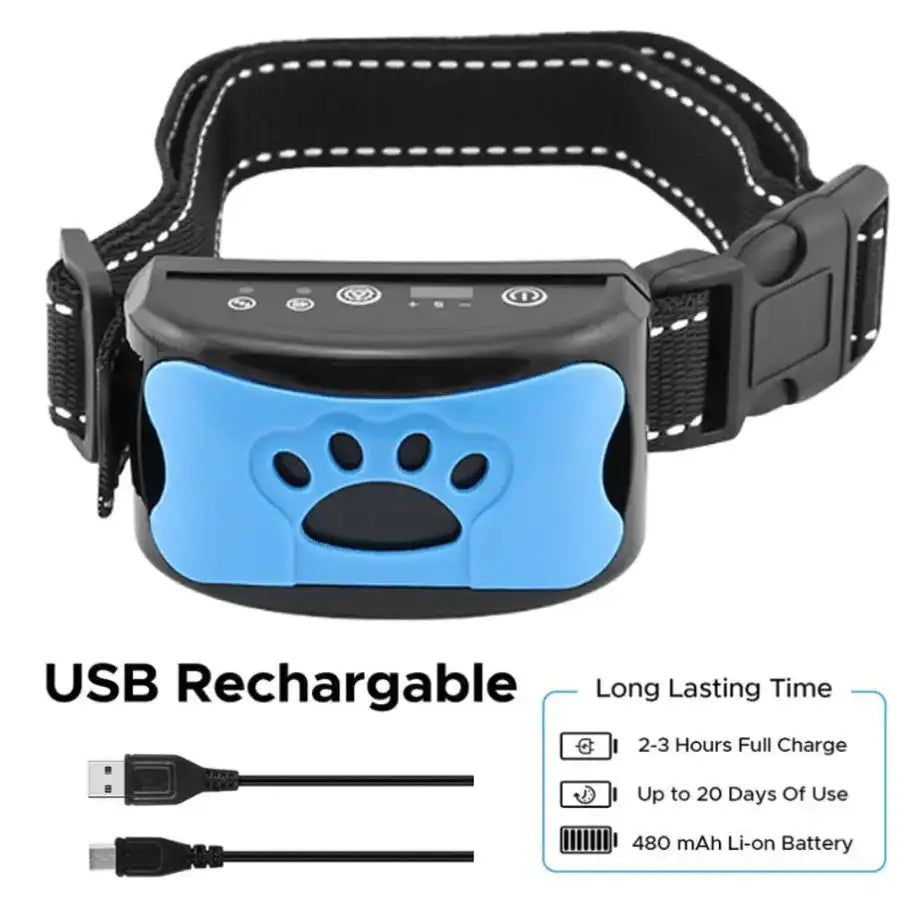 Dog Anti Barking Collar Beeping Chargeable Dog Training Device (Blue)