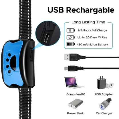 Dog Anti Barking Collar Beeping Chargeable Dog Training Device (Blue)