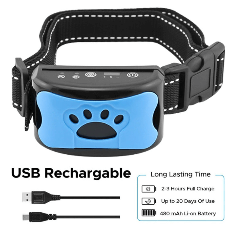 Dog Anti Barking Collar Beeping Chargeable Dog Training Device (Blue)