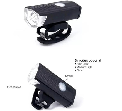 Bicycle Headlight and Taillight Set USB Rechargeable Mini Bike Front and Rear Light